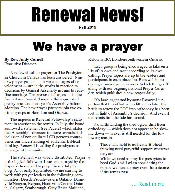 Renewal News Fall 2019